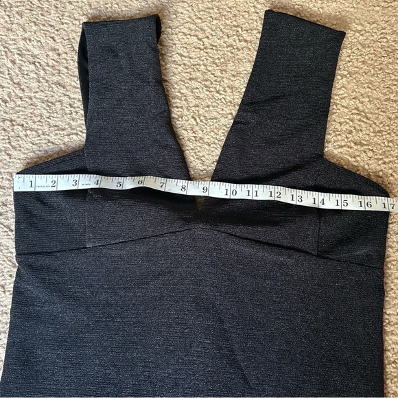 Express | Black Deep V-Neck Bodysuit with Back Bow - Picture 8 of 9